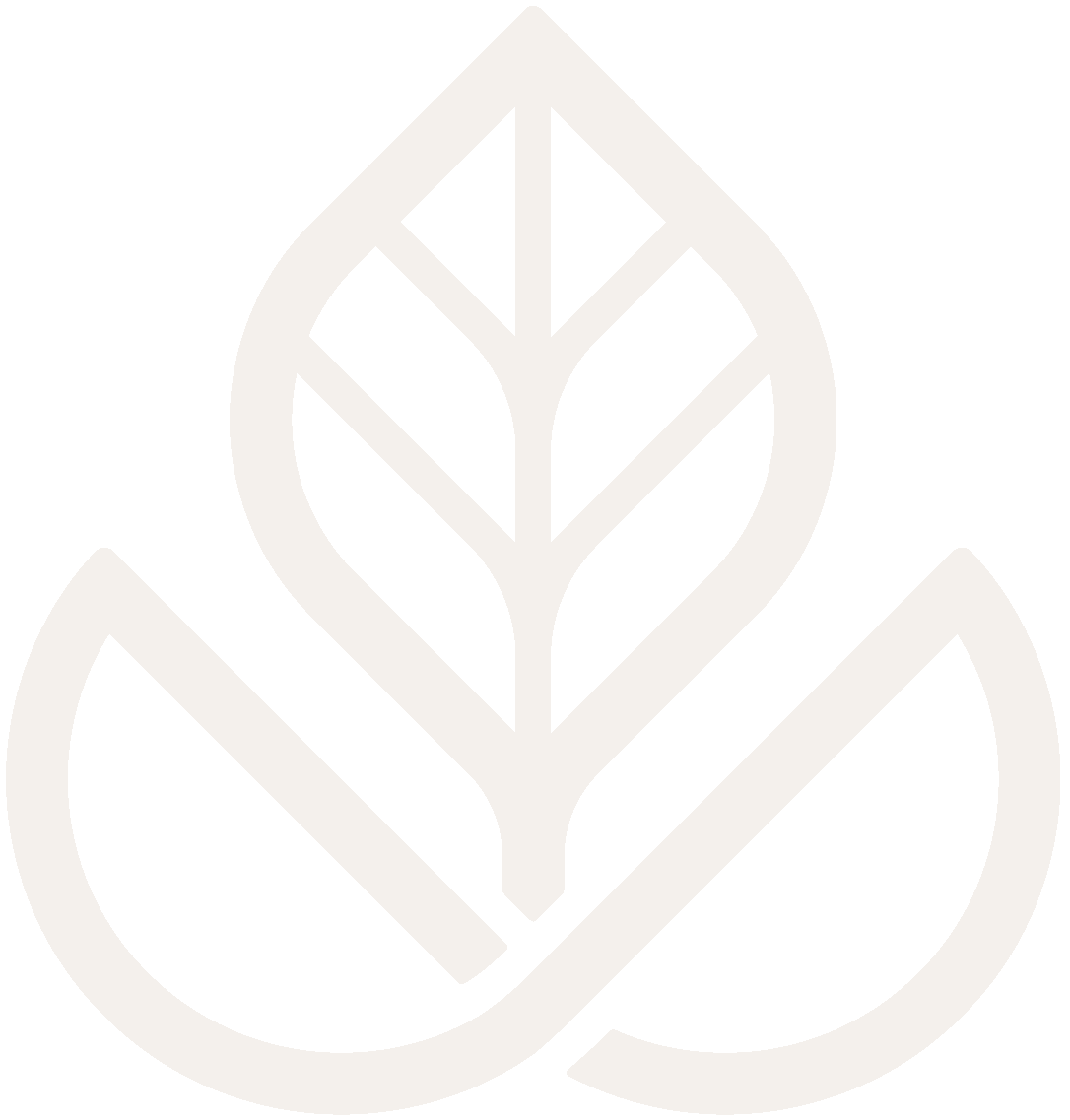 The image displays a stylized white leaf design on a transparent background, symbolizing nature or sustainability. No buildings or landmarks visible.